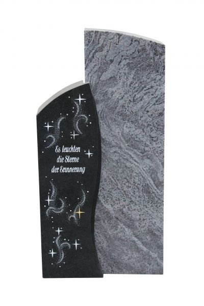 Urnengrabstein, Indien Black und Orion Granit 80cm x 43cm x 14cm, inkl. Sternennebel und Spruch