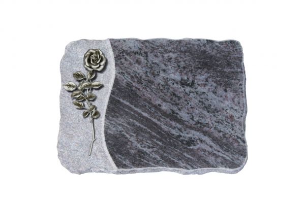 Liegeplatte, Orion Granit 40cm x 30cm x 4cm, inkl. Alurose mit Blüte