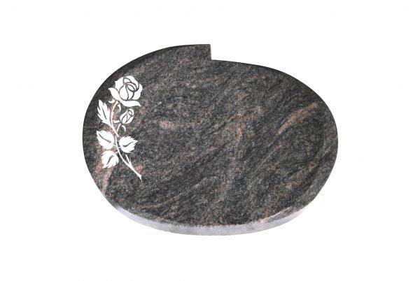Liegestein Mozart, Himalaya Granit, 50cm x 40cm x 10cm, inkl. Rose gebogen