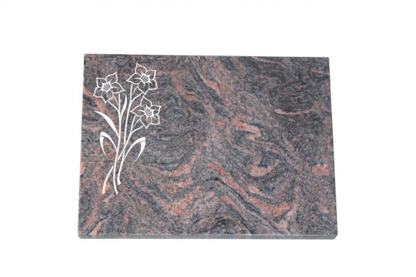 Liegeplatte, Himalaya Granit 40cm x 30cm x 3cm, inkl. Narzisse