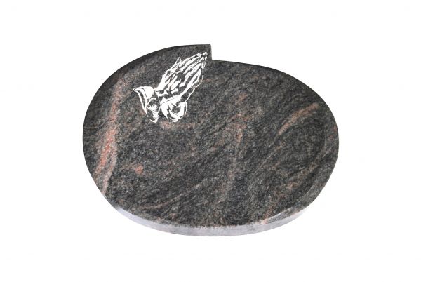 Liegestein Mozart, Himalaya Granit, 50cm x 40cm x 10cm, inkl. betender Hand