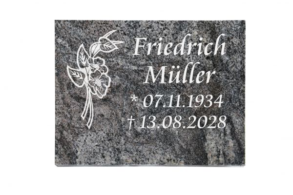 Liegeplatte, Paradiso Granit rechteckig 40cm x 30cm x 3cm, inkl. Orchidee