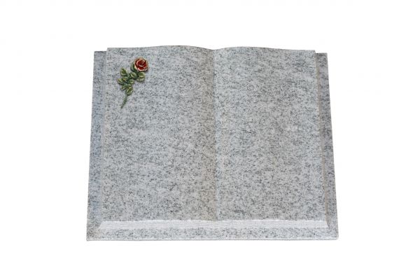 Grabbuch, Viscount White Granit, 60cm x 45cm x 10cm, inkl. kleiner roten Rose
