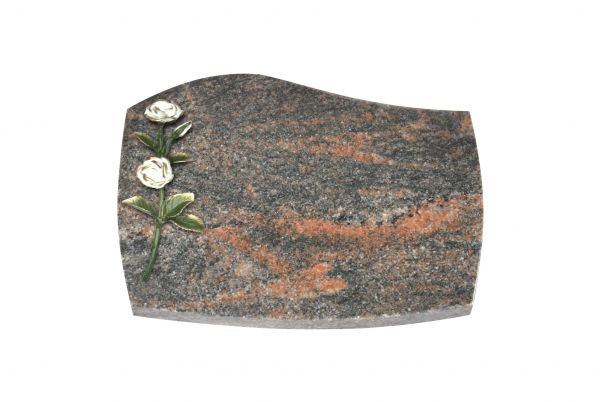 Liegeplatte, Himalaya Granit mit Fasen 30cm x 20cm x 4cm, inkl. farbiger Blume