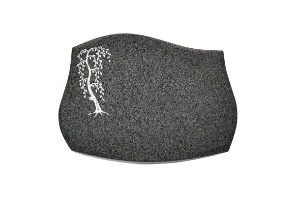 Liegestein Verdi, Padang Dark Granit, 50cm x 40cm x 10cm, inkl. Trauerweide