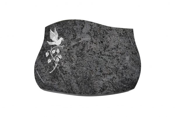 Liegestein Verdi, Orion Granit, 50cm x 40cm x 10cm, inkl. Vogel auf Ast