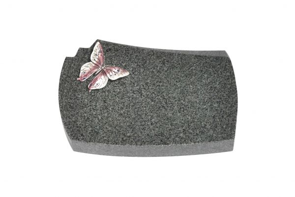 Liegeplatte, Padang Dark Granit mit Fächer 30cm x 20cm x 4cm, inkl. Schmetterling