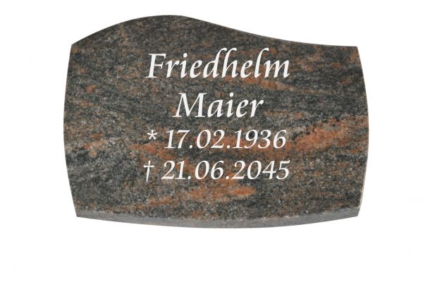 Liegeplatte, Himalaya Granit 40cm x 30cm x 3cm, gebogene Seiten und Fasen