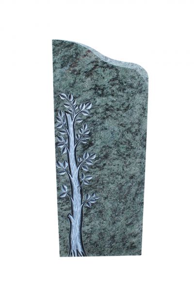 Urnengrabstein, Olive Grün Granit 80cm x 35cm x 14cm, inkl. Baum vertieft gehauen