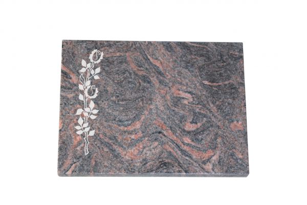 Liegeplatte, Himalaya Granit 40cm x 30cm x 3cm, inkl. schmaler Rose