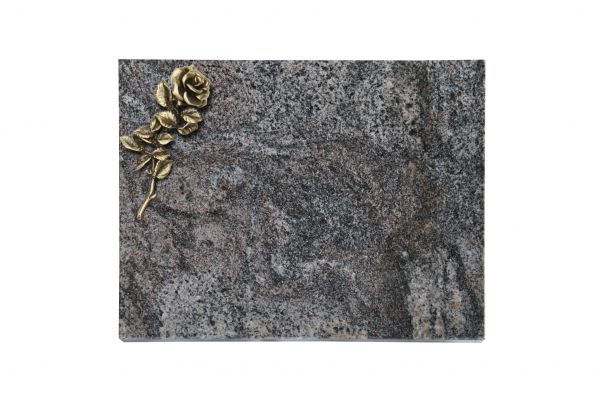 Liegeplatte, Paradiso Granit rechteckig 40cm x 30cm x 3cm, inkl. Bronzerose