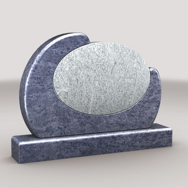 Doppelgrabstein Orion Granit und MP White Granit, zweiteilig in gerundeter Form