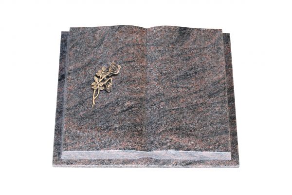 Grabbuch, Himalaya Granit, 60cm x 45cm x 10cm, inkl. Knickrose aus Bronze
