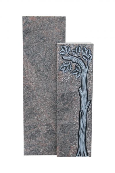 Urnengrabstein, Himalaya Granit 80cm x 45cm x 14cm, inkl. Baum gehauen