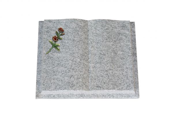 Grabbuch, Viscount White Granit, 45cm x 35cm x 8cm, inkl. farbiger Doppelrose