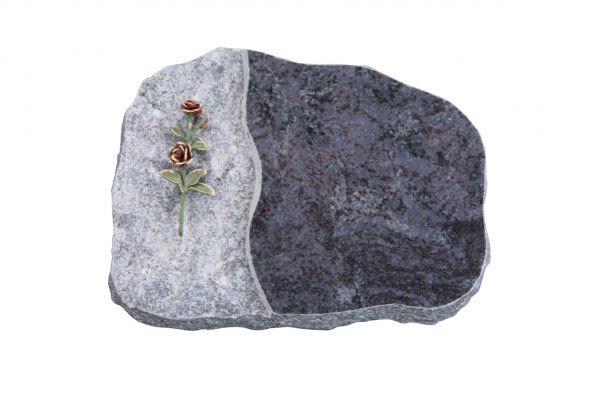 Liegestein Haydn, Orion Granit, 40cm x 30cm x 8cm, inkl. roter Doppelrose
