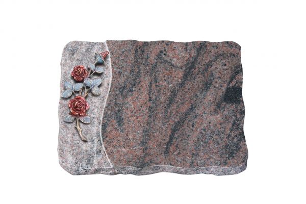 Liegeplatte, Indora Granit 40cm x 30cm x 4cm, inkl. farbiger Rose