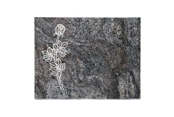 Liegeplatte, Paradiso Granit rechteckig 40cm x 30cm x 3cm, inkl. Rose vertieft