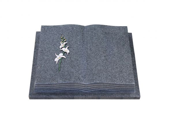 Grabbuch, Padang Dark Granit, 40cm x 30cm x 8cm, inkl. Lilie