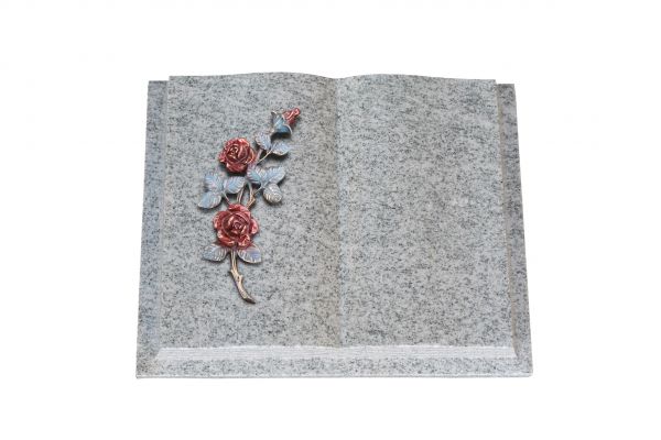 Grabbuch, Viscount White Granit, 40cm x 30cm x 8cm, inkl. farbiger Rose