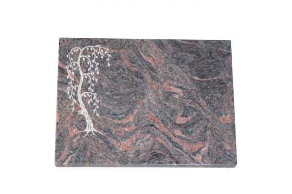 Liegeplatte, Himalaya Granit 40cm x 30cm x 3cm, inkl. Trauerweide