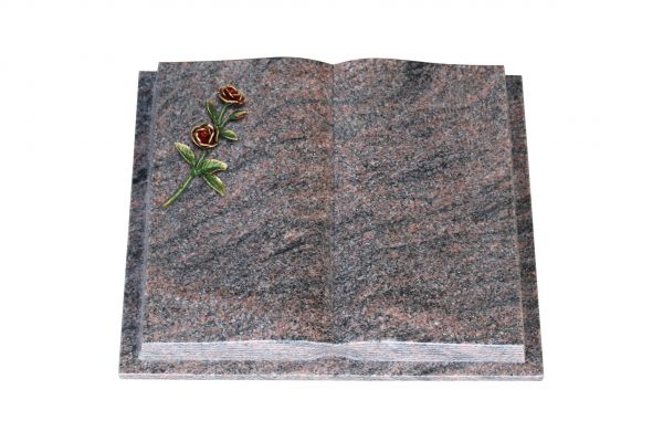 Grabbuch, Himalaya Granit, 40cm x 30cm x 8cm, inkl. farbiger Doppelrose