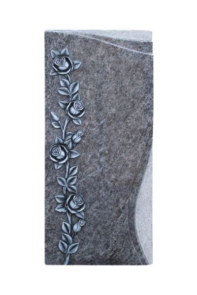 Urnengrabstein, Orion Granit mit Rose , 80cm x 35cm x 14cm