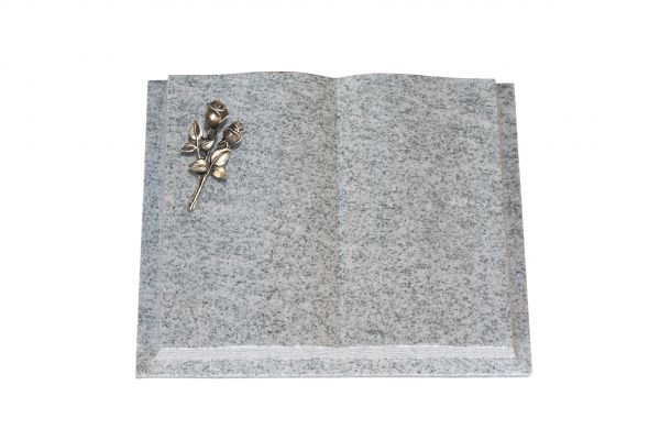Grabbuch, Viscount White Granit, 45cm x 35cm x 8cm, inkl. kleiner Bronzerose