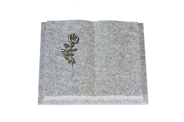 Grabbuch, Viscount White Granit, 60cm x 45cm x 10cm, inkl. Alurose mit Blättern