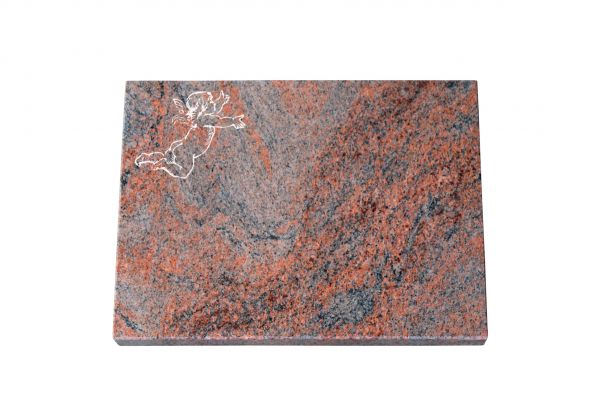 Liegeplatte, Multicolor Granit rechteckig 40cm x 30cm x 3cm, inkl. Engel