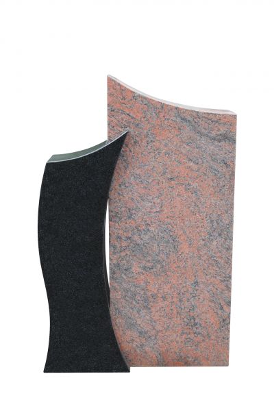 Einzelgrabstein, Indien Black und Multicolor Granit 105cm x 60cm x 14cm