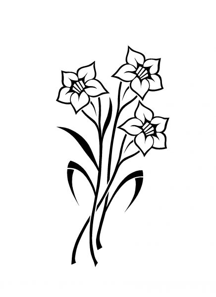 vertieft gestrahltes Ornament, Blume mit drei Blüten