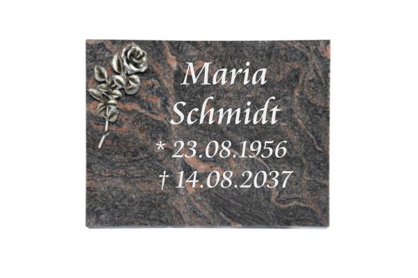 Liegeplatte, Himalaya Granit rechteckig 40cm x 30cm x 3cm, inkl. Alurose