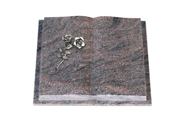 Grabbuch, Himalaya Granit, 50cm x 40cm x 10cm, inkl. Alurose mit 2 Blüten