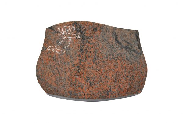 Liegestein Verdi, Multicolor Granit, 40cm x 30cm x 8cm, inkl. Engel
