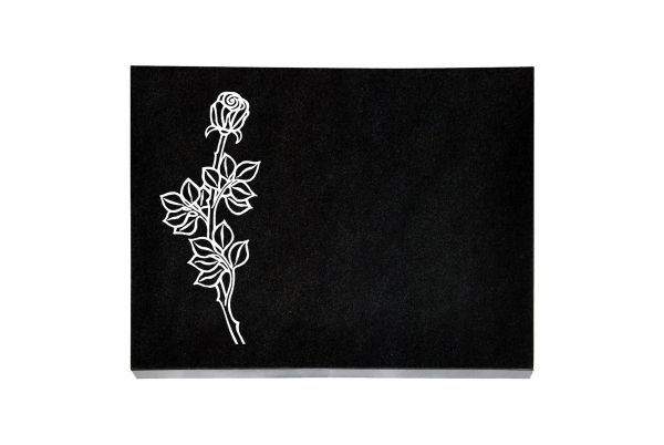 Liegeplatte, Black Granit rechteckig 40cm x 30cm x 3cm, inkl. Rose vertieft