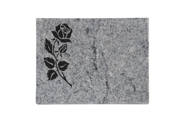 Liegeplatte, Viscount White Granit 40cm x 30cm x 3cm, inkl. Rose vertieft