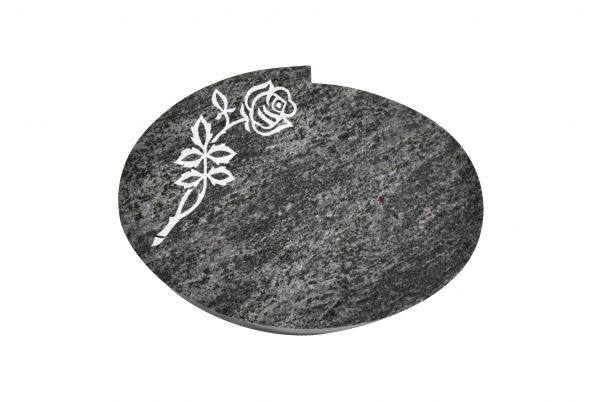 Liegestein Mozart, Orion Granit, 40cm x 30cm x 8cm, inkl. Rose vertieft gestrahlt