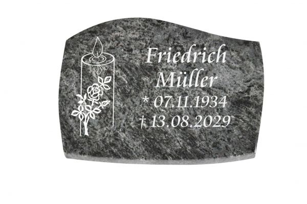 Liegeplatte, Orion Granit mit Fasen 40cm x 30cm x 3cm, inkl. Kerze