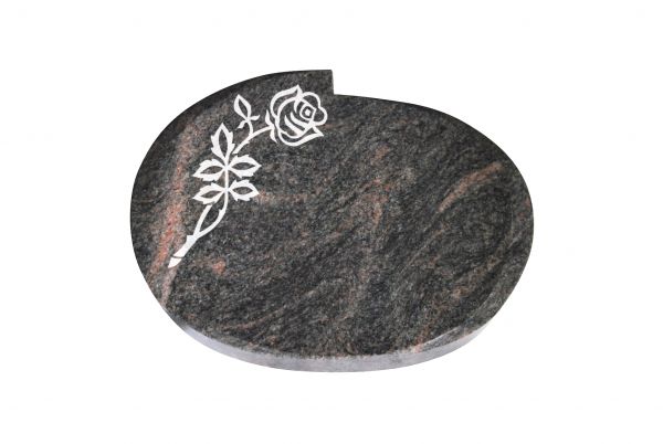 Liegestein Mozart, Himalaya Granit, 40cm x 30cm x 8cm, inkl. Rose