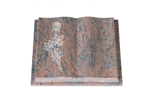 Grabbuch, Multicolor Granit, 40cm x 30cm x 8cm, inkl. vertiefter Rose