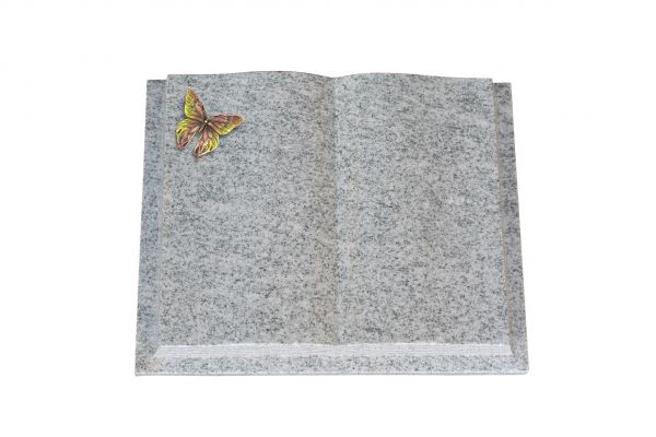 Grabbuch, Viscount White Granit, 45cm x 35cm x 8cm, inkl. Bronze Schmetterling