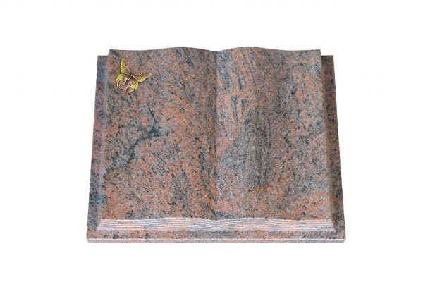 Grabbuch, Multicolor Granit, 60cm x 45cm x 10cm, inkl. Bronze Schmetterling