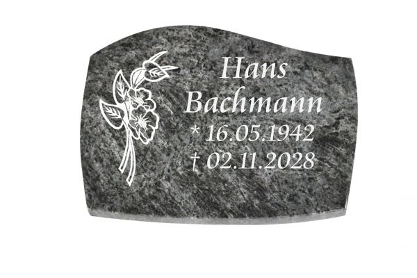 Liegeplatte, Orion Granit mit Fasen 40cm x 30cm x 3cm, inkl. Orchidee