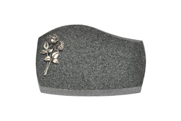 Liegeplatte, Padang Dark Granit mit Fasen 30cm x 20cm x 4cm, inkl. Bronzerose