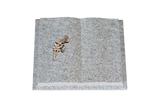 Grabbuch, Viscount White Granit, 50cm x 40cm x 10cm, inkl. Knickrose aus Bronze