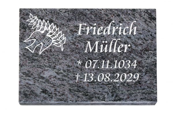Liegeplatte, Orion Granit rechteckig 40cm x 30cm x 3cm, inkl. Taube