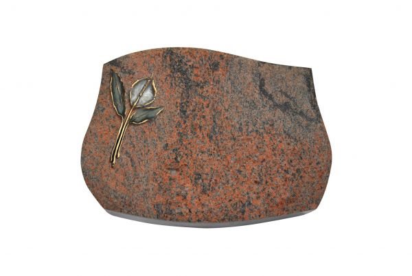 Liegestein Verdi, Multicolor Granit, 50cm x 40cm x 10cm, inkl. Calla aus Bronze