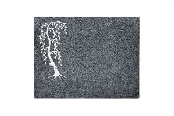Liegeplatte, Padang Dark Granit rechteckig 40cm x 30cm x 3cm, inkl. Trauerweide