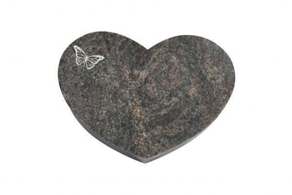 Liegestein Herz, Himalaya Granit, 40cm x 30cm x 8cm, inkl. Schmetterling